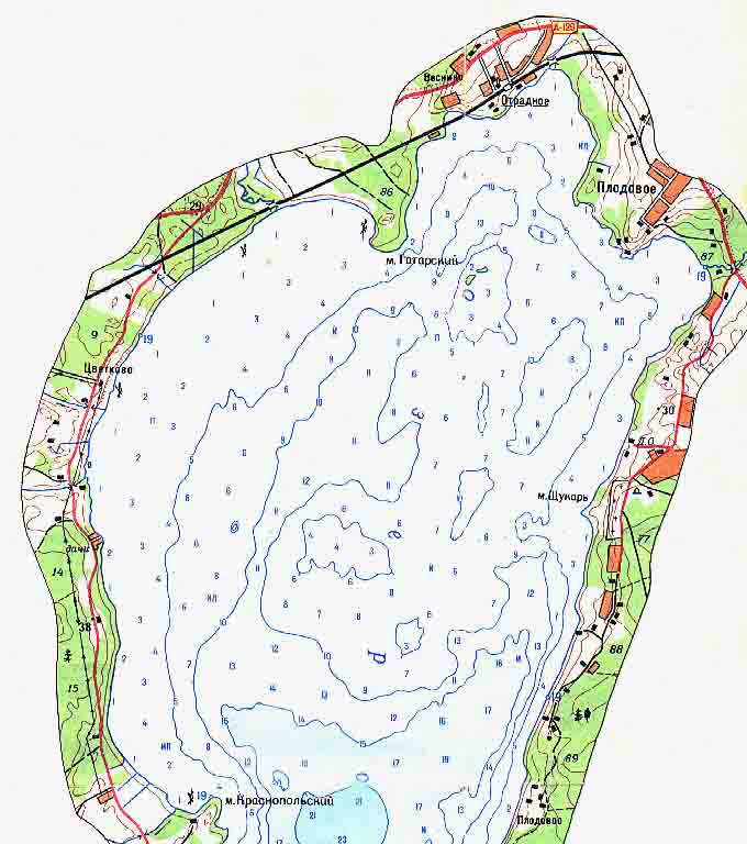 Карта глубин оз отрадное приозерский район
