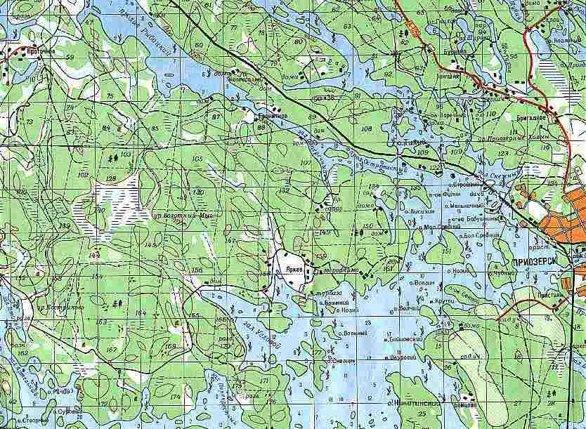 Карта костромского моря с названиями островов